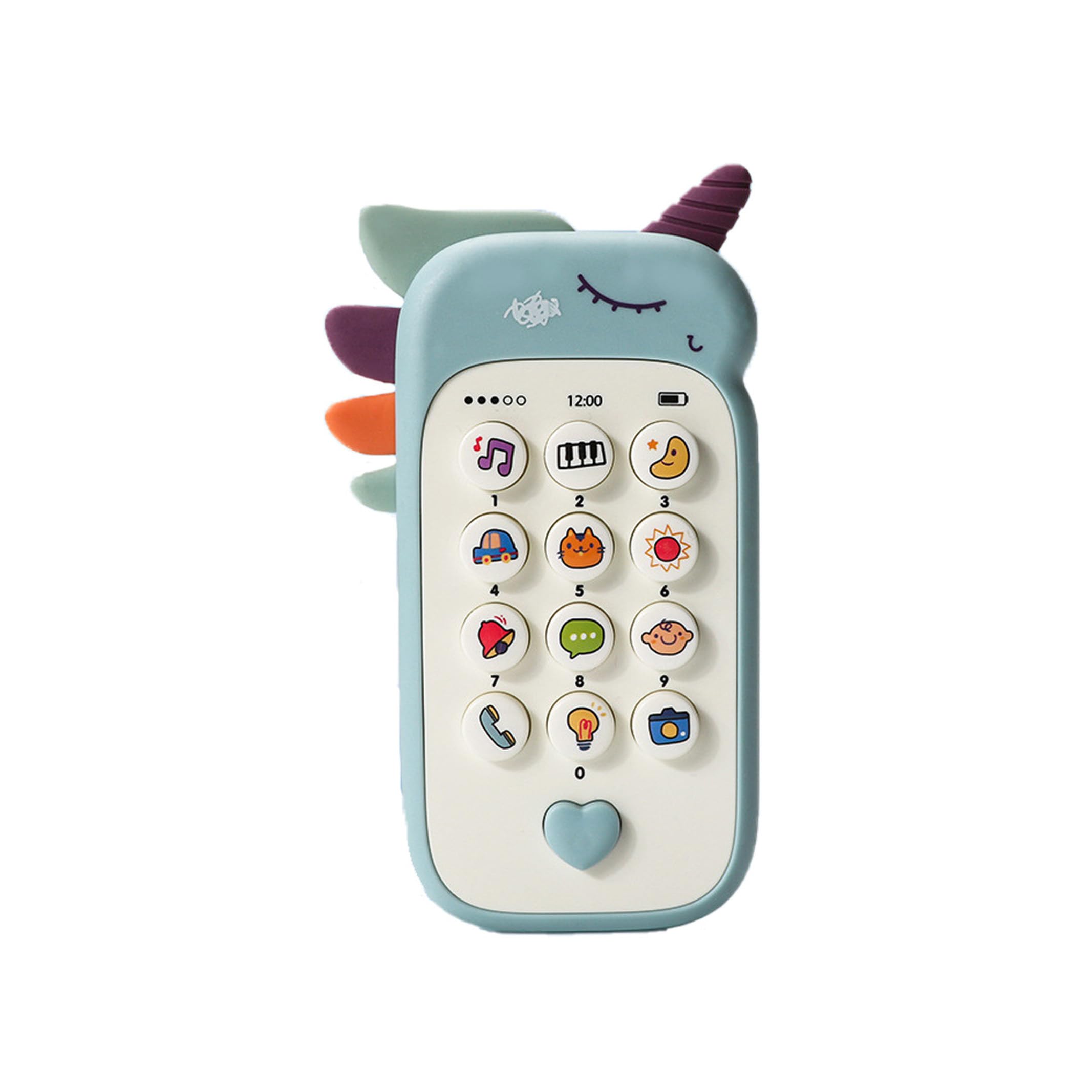 Unicorn Toy Phone for Babies 6-12 Months, Interactive Learning Phone with Music, Lights & Teether, Baby Toys 1 Year Old Girl Gifts, First Birthday Present for Toddlers Age 1, 2, 3 (Blue)