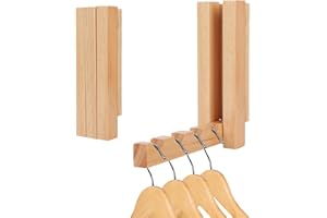 GYHPD Clothes Drying Rack Wall Mounted, Wood Folding Clothes Hanger Rack for Laundry Room, Laundry Drying Rack Wall Mount, Multifunctional Organizer for Hanging Decor, Bathrooms, Home Storage