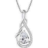 STARCHENIE Infinity Teardrop Pendant Necklace for Women 925 Sterling Silver Birthstone Jewelry