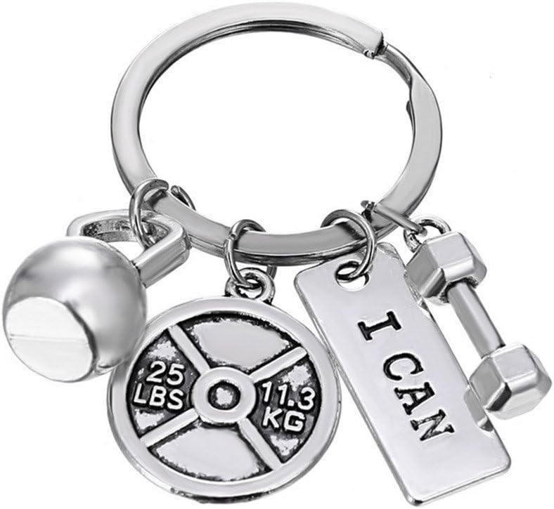 MayLove Strong Is Beautiful Weighlifting Motivational Fitness Fit Weight Plate Dumbbell Kettlebell Keychain Keyring