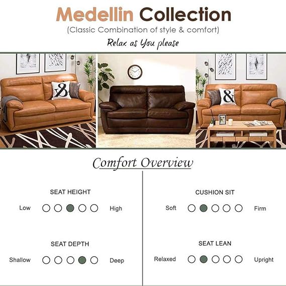 furny medellin superb 3 seater leatherette sofa coffee brown