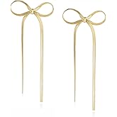 Met-edianger Bow Earrings Vintage Bow Knot Earrings Tassel Faux Pearl Rhinestone Ribbon Drop Earrings Jewelry Gifts for Women