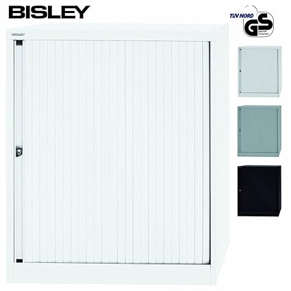 Bisley Rolladenschrank mit Schloss | Schrank aus Metall | Rolladen aus Kunststoff abschließbar inkl. 2 Einlegeböden | Rolllad