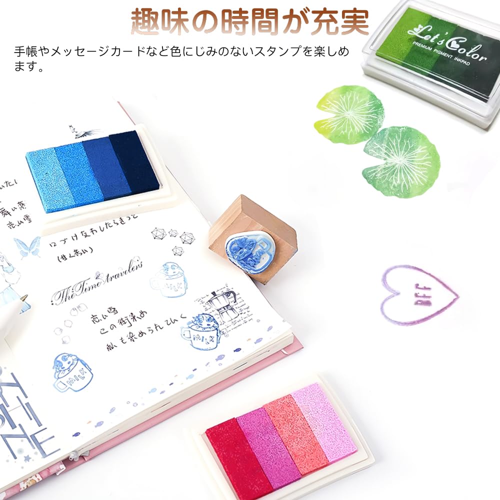 Samcos Stamp Stand, Set of 6 Colorful Ink DIY Handmade Message Card New Year's Greeting Card Finger Painting Hanko Christmas Celebration