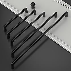Amerdeco 10 Pack Matte Black Cabinet Pulls 7.5