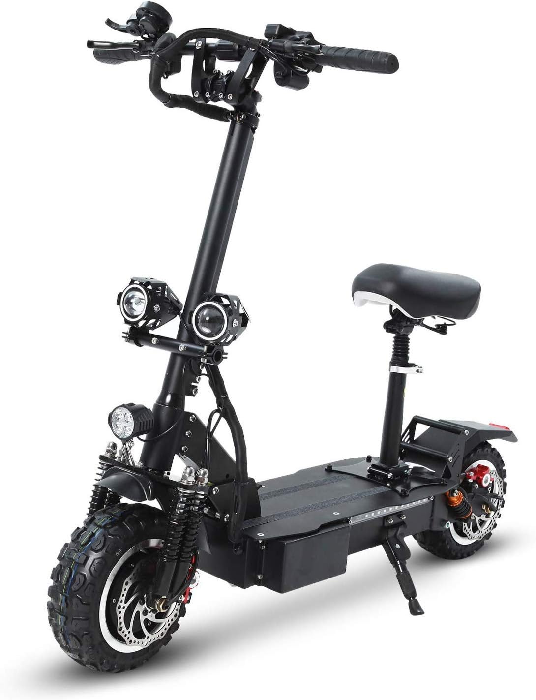 LLMLCF Electric Scooter 3200W Dual Motor 11 inch Off-Road Vacuum Tires Double Disc Brake Folding Scooter with 60V 26 AH Lithium Battery