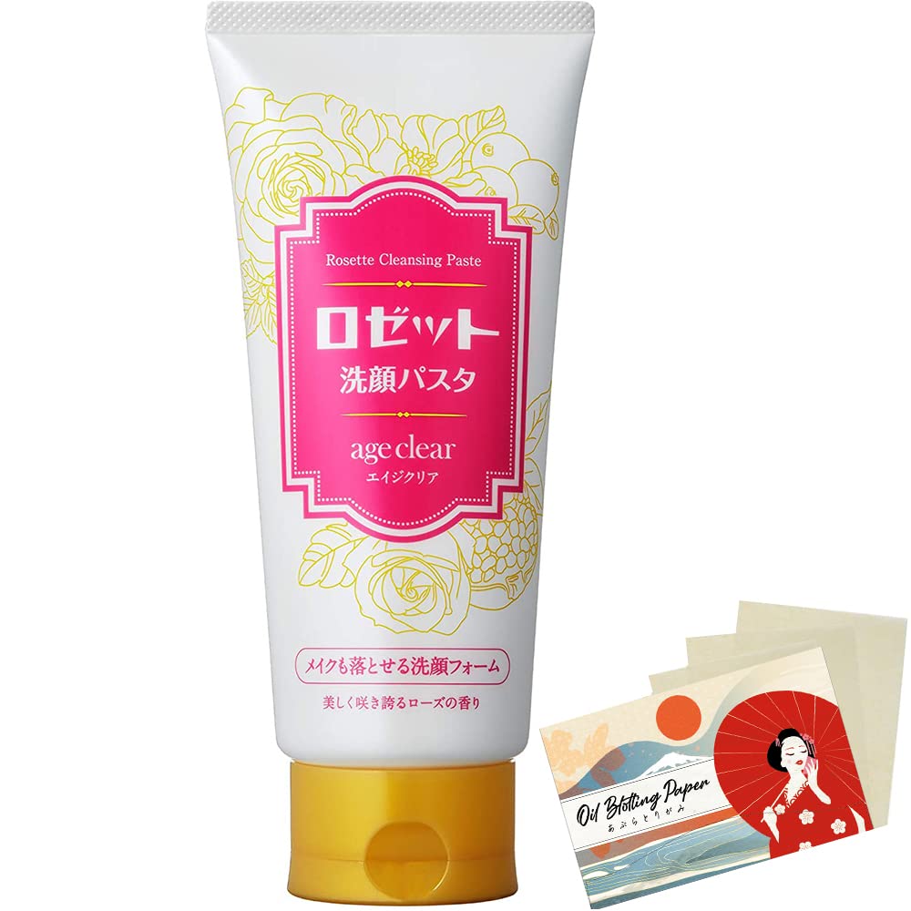 Rosette Face Wash Age Clear Cleansing Pasta AG 120g - Moist Blotting Paper Set