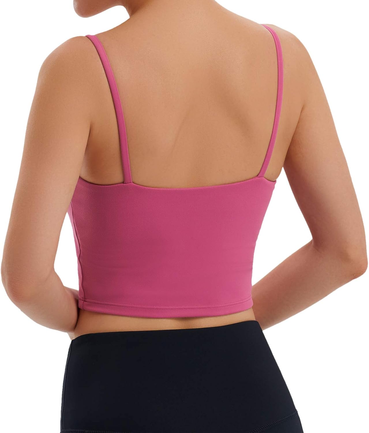 Muleug Women Padded Sports Bra Longline Yoga Tank Top Workout Fitness Running Camisole Crop Top at  Women’s Clothing store