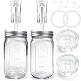 32 oz Mason Jar Fermentation Kit, 2 Pack Fermentation Jars, Fermentation Lids, Fermenting Weights and Airlocks, Complete Fermenting Kit for Making and Storing Sauerkraut(Pack of 2)
