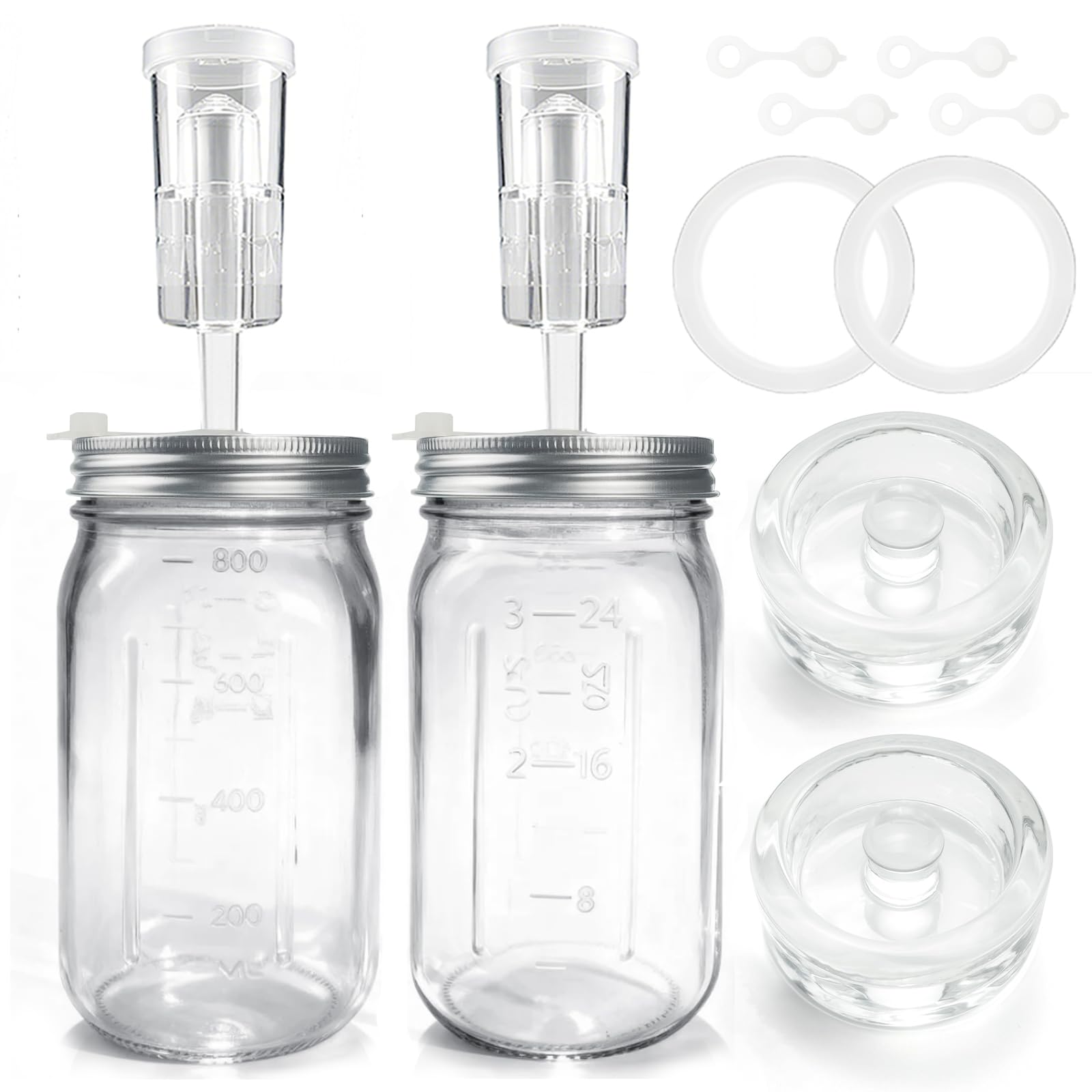 Photo 1 of *** * MISSING PARTS*** 32 oz Mason Jar Fermentation Kit, 2 Pack Fermentation Jars, Fermentation Lids, Fermenting Weights and Airlocks, Complete Fermenting Kit for Making and Storing Sauerkraut?Pack of 2?