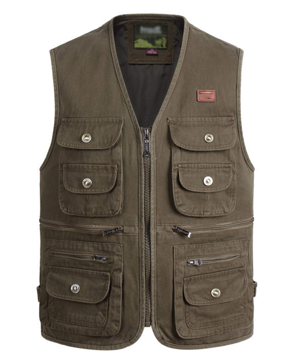 Gihuo Men's Casual Outdoor Cotton Pockets Fishing Photo Journalist Denim Vest