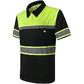 HoliSecure Safety Shirts for Men,High Reflective Men Polo Shirts with Pocket,Short Sleeve Workwear Breathable