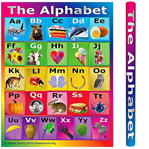P11 17” X 22” School Smarts Laminated ABC Alphabet Wall Poster for Preschool Kids, Perfect for