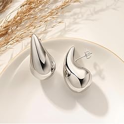 Teardrop Necklace Earrings Chunky Gold Hoop