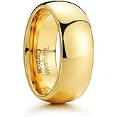 Zillaly Tungsten Rings for Men, Men's Wedding Bands in Gold, Black, and Silver, 4mm, 6mm, 8mm Sizes, Mens Tungsten Wedding Bands with Comfort Fit and Polished Beveled Edge