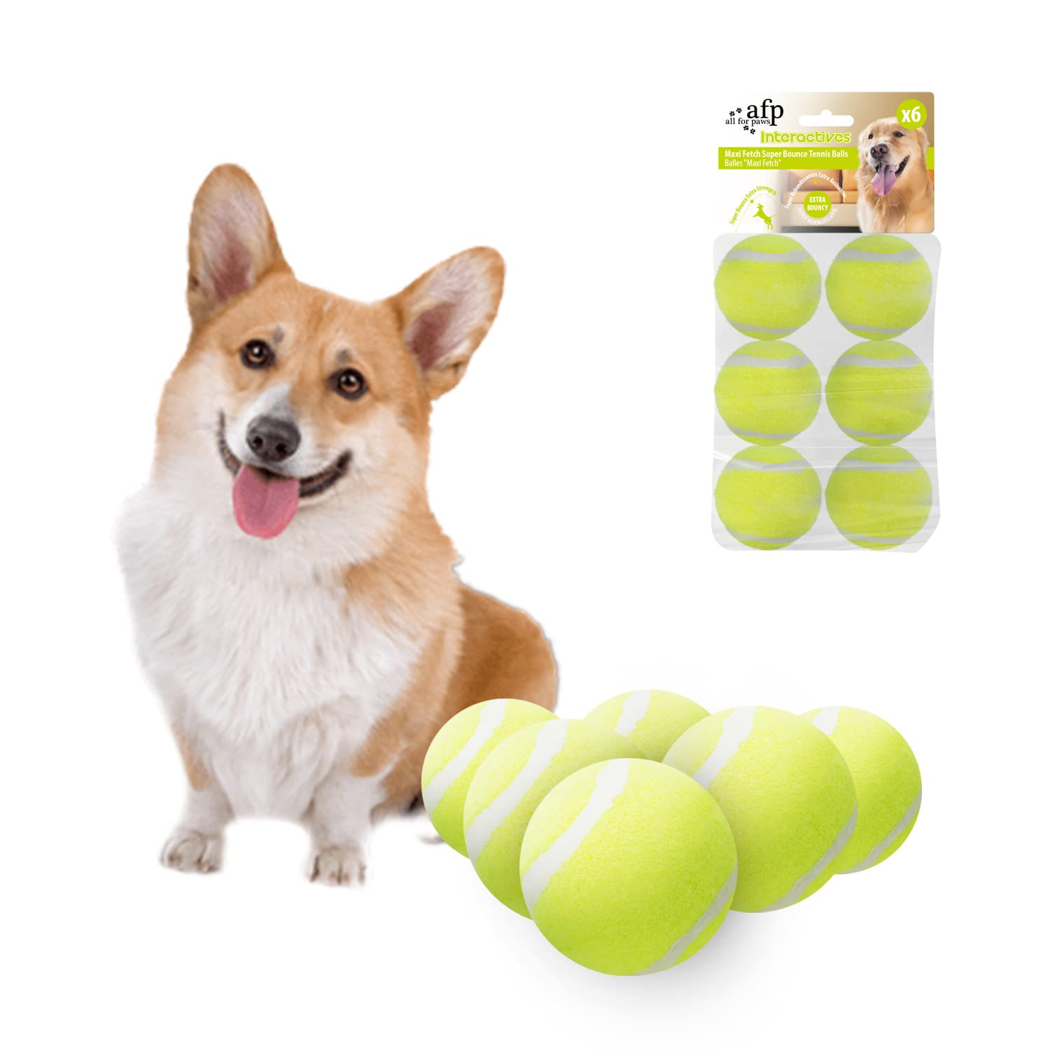 ALL FOR PAWS Dog Tennis Balls for Mini Launcher Machine, 6 Pack 4.8cm Durable Puppy Tennis Balls Replacement(Mini balls 6 Pack)