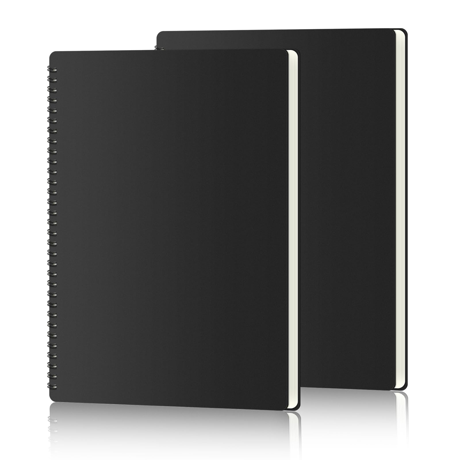 A4 Notepad, 2 Pack Spiral Notebook A4 Lined Paper 29x21cm 50 Sheets/100 Pages Kraft Paper Notebooks Hardcover Notepad for Office School Business, Black