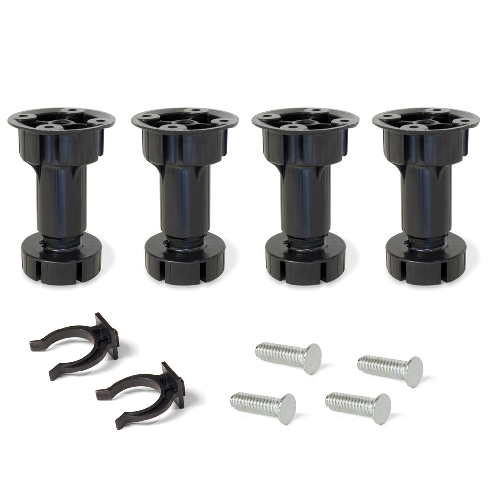 Emuca - Adjustable feet for kitchen or bathroom cabinet, set of 4 adjustable legs with assembly accessories, H 120mm (4,7 inch)