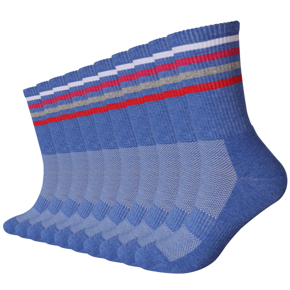 Photo 1 of EnerWear 10P Pack Women's Cotton Moisture Wicking Half Cushion Crew Socks (9-11, Red)