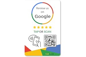 TAPSNAP TapFive NFC Business Review Card – Compatible with Google Reviews – Reusable Smart Tap & QR – Works with All Phones – Contactless Customer Feedback Tool – (1 Card Pack)
