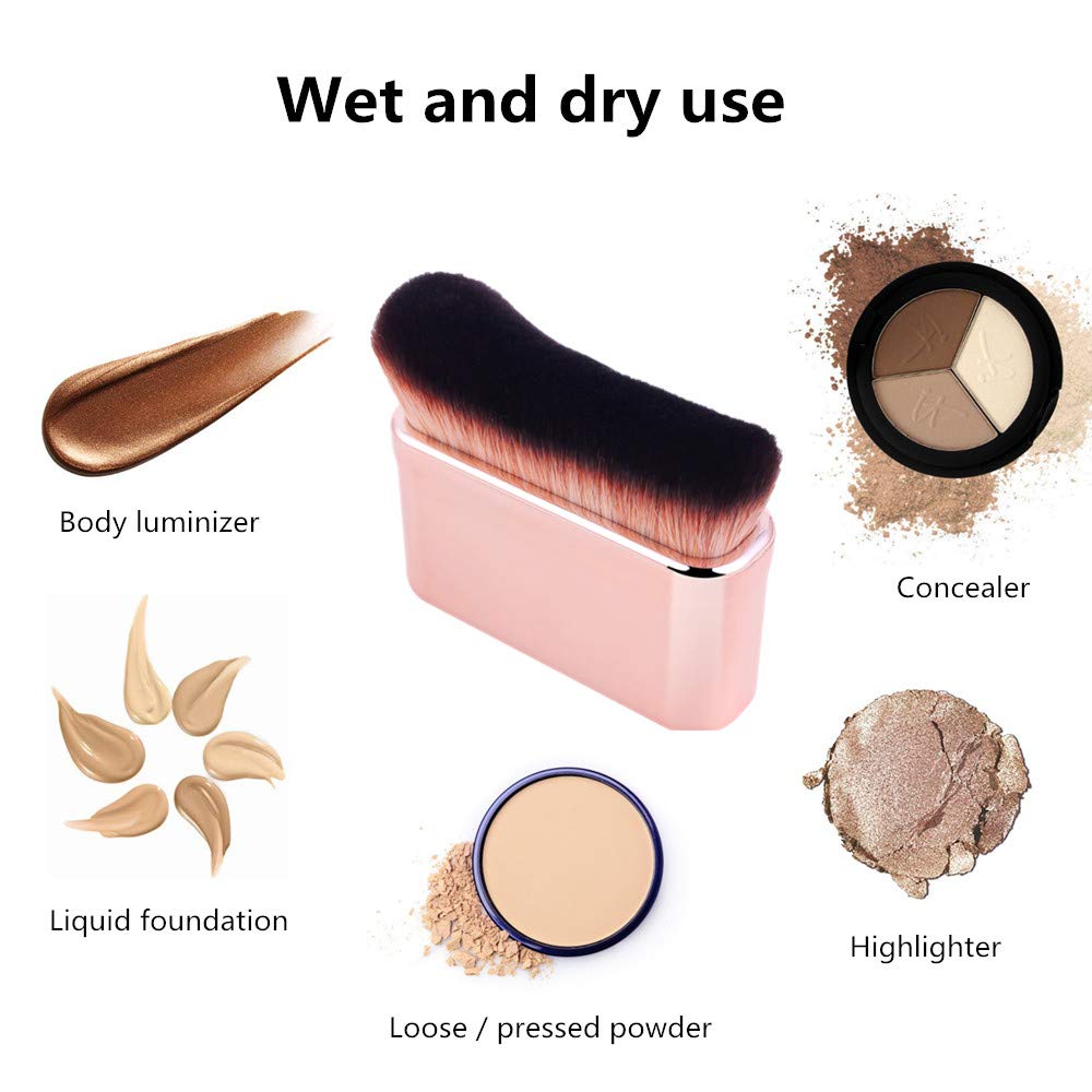 Professional Body Makeup Brush for Blending Liquid Foundation High Density Face Kabuki Brush for Body Highlighter Bronzer Shimmer Glow Concealer Cream Powder Body Brush (Rose gold): Beauty