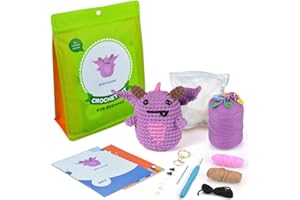 MGahyi Crochet Kit for Beginners with Easy Yarn, Crochet Starter Kit for Adults and Kids with Step-by-Step Video Tutorials（Pterodactyl）