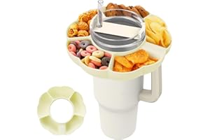Nuovoware Snack Bowl For Stanley 40oz Tumbler With Handle, Snack Ring For Stanley 40oz Tumbler, Reusable Snack Tray For Stanley Quencher Accessories, Snack Holder For Popcorn, Chips, Candy, Milk White