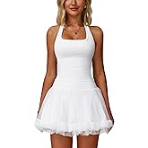 ABOCIW 2 Piece Tennis Dresses for Women Side Slit Mini Skirt Set Racerback Workout Crop Tank Top Golf Outfits