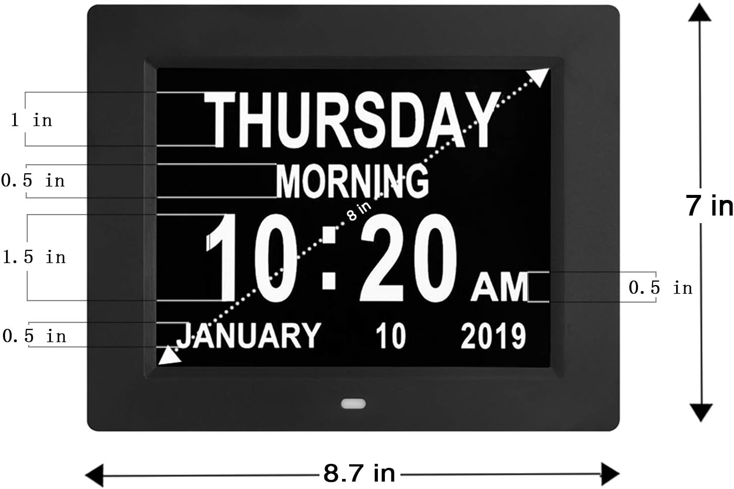 TMC Digital Calendar Day Clocks Extra Large NonAbbreviated Day
