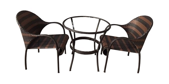 VIRASAT FURNITURE & FURNISHING Multipurpose 2 Chair Set with 1 Table without Glass (Brown)