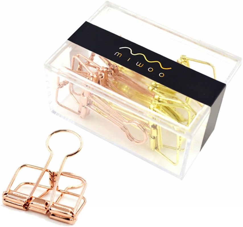 10 Pieces/Box Wire Binder Clips (Rose Gold and Gold)