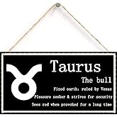 Taurus The Bull - Beautiful Spiritual Gift Astrology Sign of The Zodiac Plaque 6 inch by 12 inch Hanging Sign, Decorative Wood Sign Home Decor,Wall Art