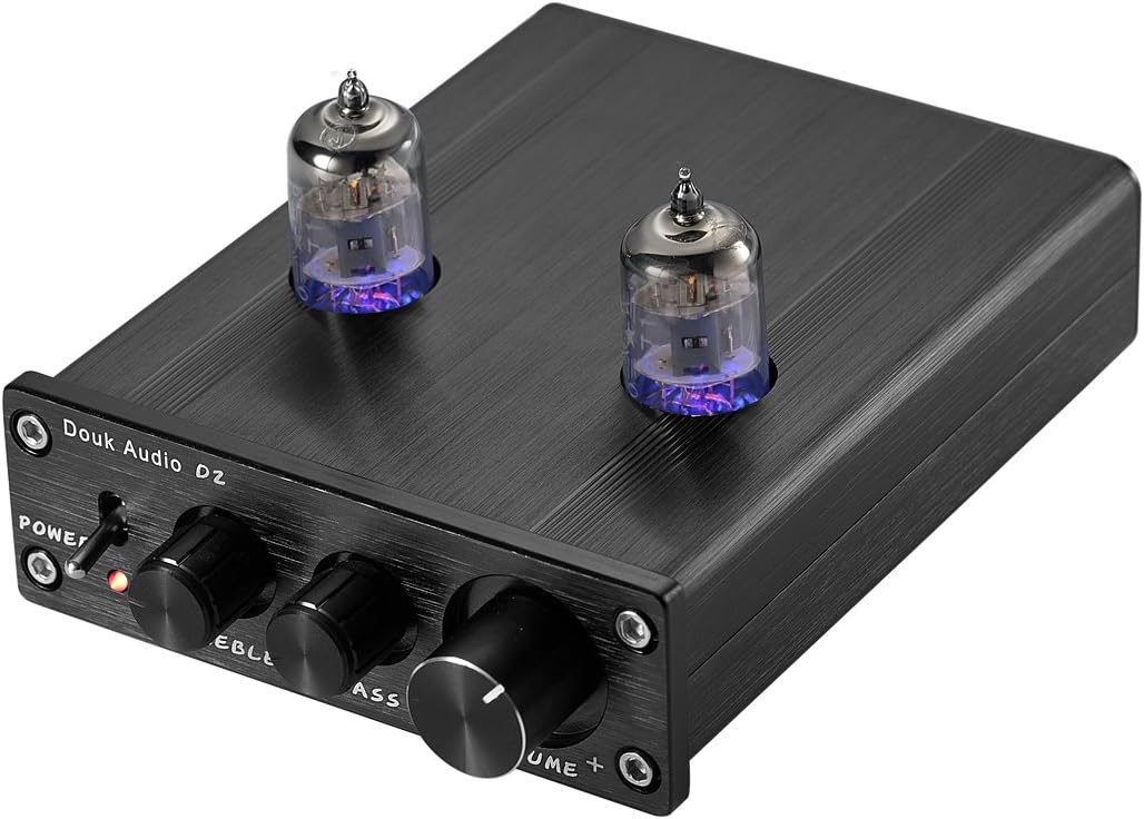 Nobsound HiFi 6J2 Vacuum Tube Preamplifier Stereo PreAmp Digital Treble&Bass Tone Control (Black