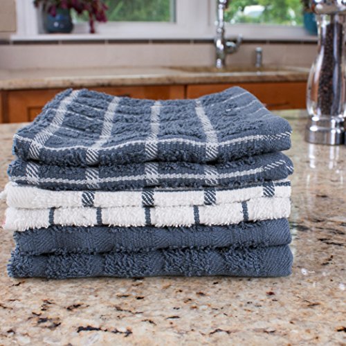 100 Cotton Terry Kitchen Towels, Highly Absorbent 6Pack, 12"x 12