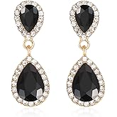 Vintage Rhinestone Teardrop Dangle Earrings Sparkle Crystal Bridal Earrings for Brides Bridesmaides Statement Drop Earrings for Women Wedding Formal Prom