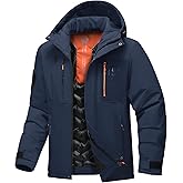 Jsslaik Men's Thermal Waterproof Windproof Jacket Hooded Insulated, Lightweight Winter Snow Coat with Multiple Pockets