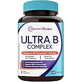 Doctor's Recipes Ultra B Complex Vitamins for Women and Men, with Methylated B12 1000mcg, B6, B1, Folic Acid, for Energy Metabolism, Nerve & Mood Support, Vegan, 120 Capsules, 60 Day Supply