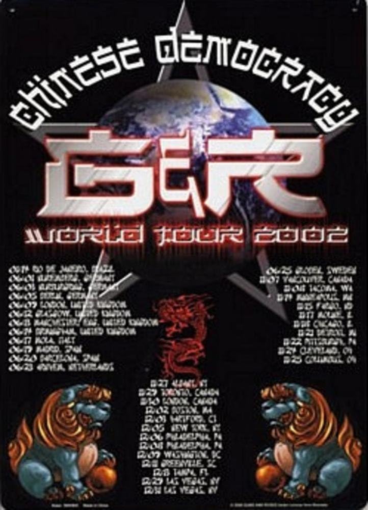 Guns N Roses Chinese Democracy World Tour 2002 Concert Tin Sign 9 x 12in