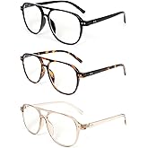 DXYXYO 3 Pack Aviator Reading Glasses for Women Men, Classic Pilot Blue Light Blocking Readers
