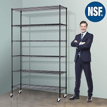 Amazon Com Storage Metal Shelf Wire Shelving Unit With Wheels 82