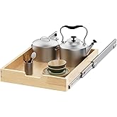 Sikarou Wood Pull Out Cabinet Organizer 14" W x 21" D, Heavy-Duty Sliding Drawers for Inside Cabinets Storage and Organization for Kitchen, Pantry, Bathroom