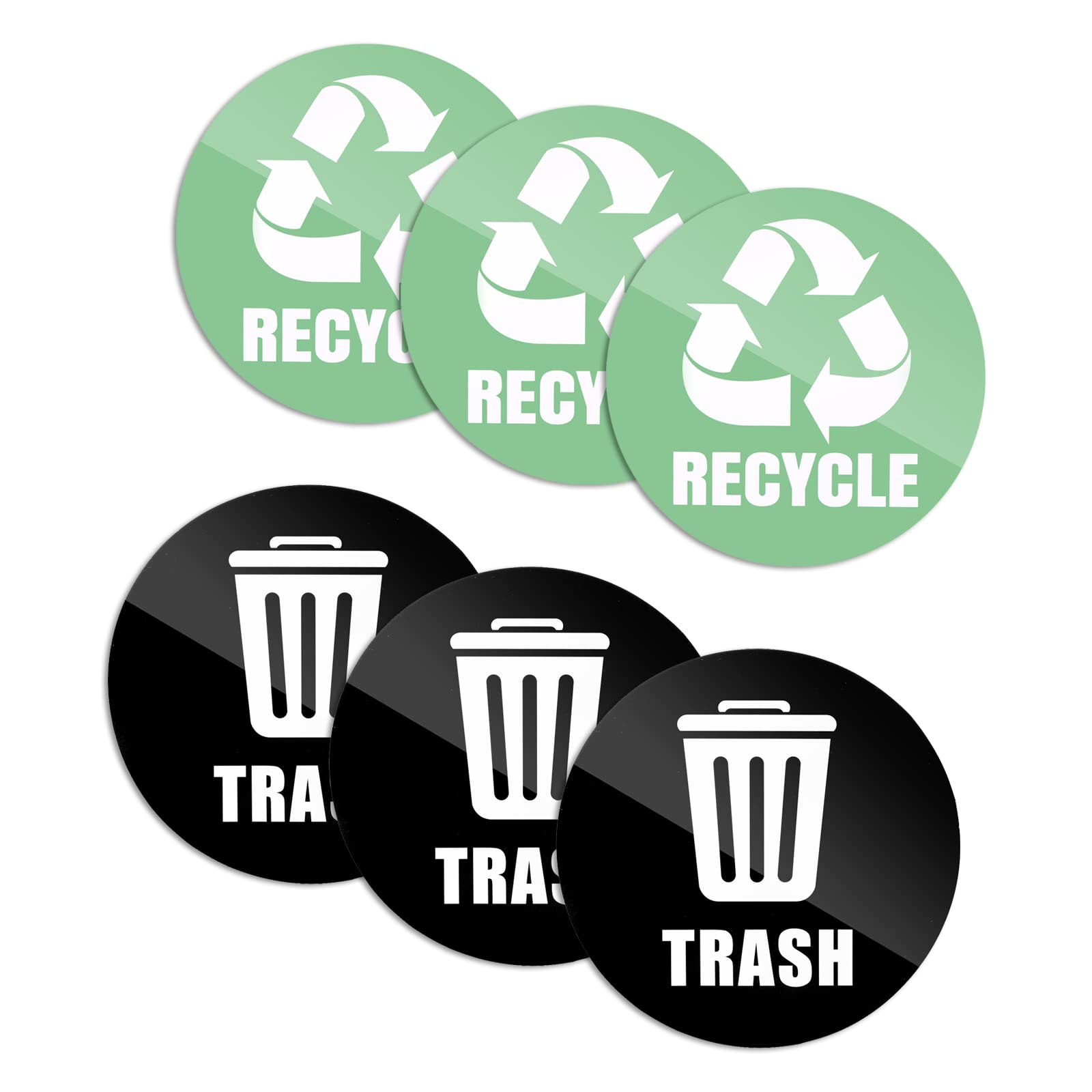 Ruimou 6Pcs Recycle and Trash Logo Stickers 5inch Waterproof for Metal Or Plastic Bins, Home, Office, Kitchen, Indoor and Outdoor