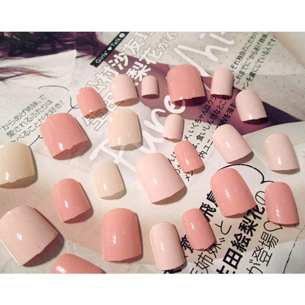 Amazon Com Square Head Full Coverage Nail Art Tips And Girl Sweet Solid Color Short Size Fake Nails Women Solid Color Fashion Fake Nails Beauty