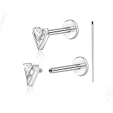 limerencia 18G Titanium Body Piercing Jewelry, 2PC Hypoallergenic Internally Threaded Flat Back Stud Earrings for Tragus/Nose/Helix/Conch/Lip/Labret/Cartilage Earrings for Women Men