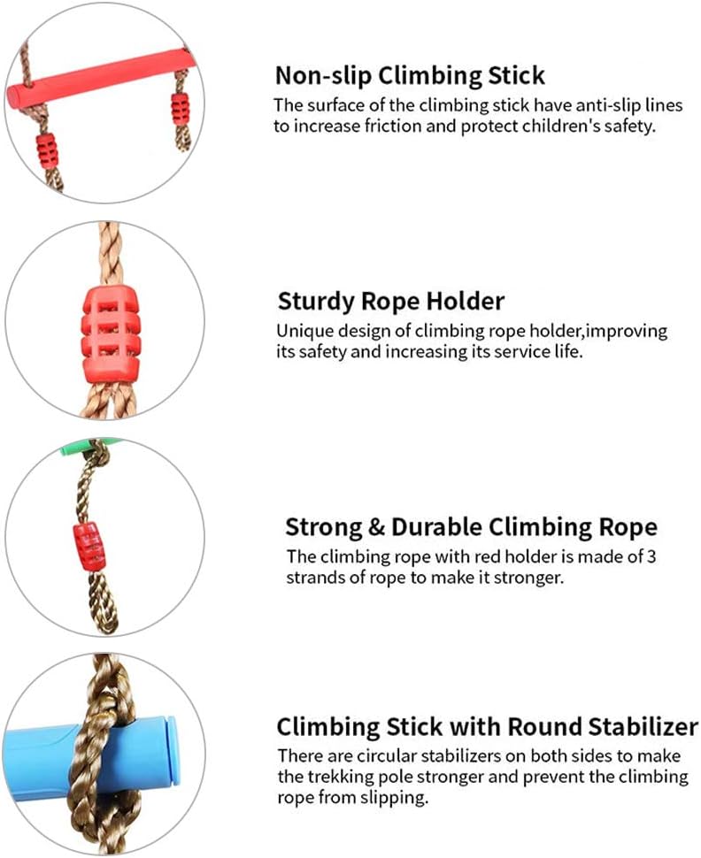 MARATTI Climbing Rope Ladder for Kids, Rainbow Climbing Ladder Hanging Rope Ladder for Indoor Play Set and Outdoor Tree House, Playground Swing Set and Ninja Slackline: Sports & Outdoors