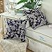 CaliTime Throw Pillow Covers Pack of 2 Vintage Floral Leaves Cushion Cases for Couch Sofa Home Decor 18 X 18 Inches Navy Blue