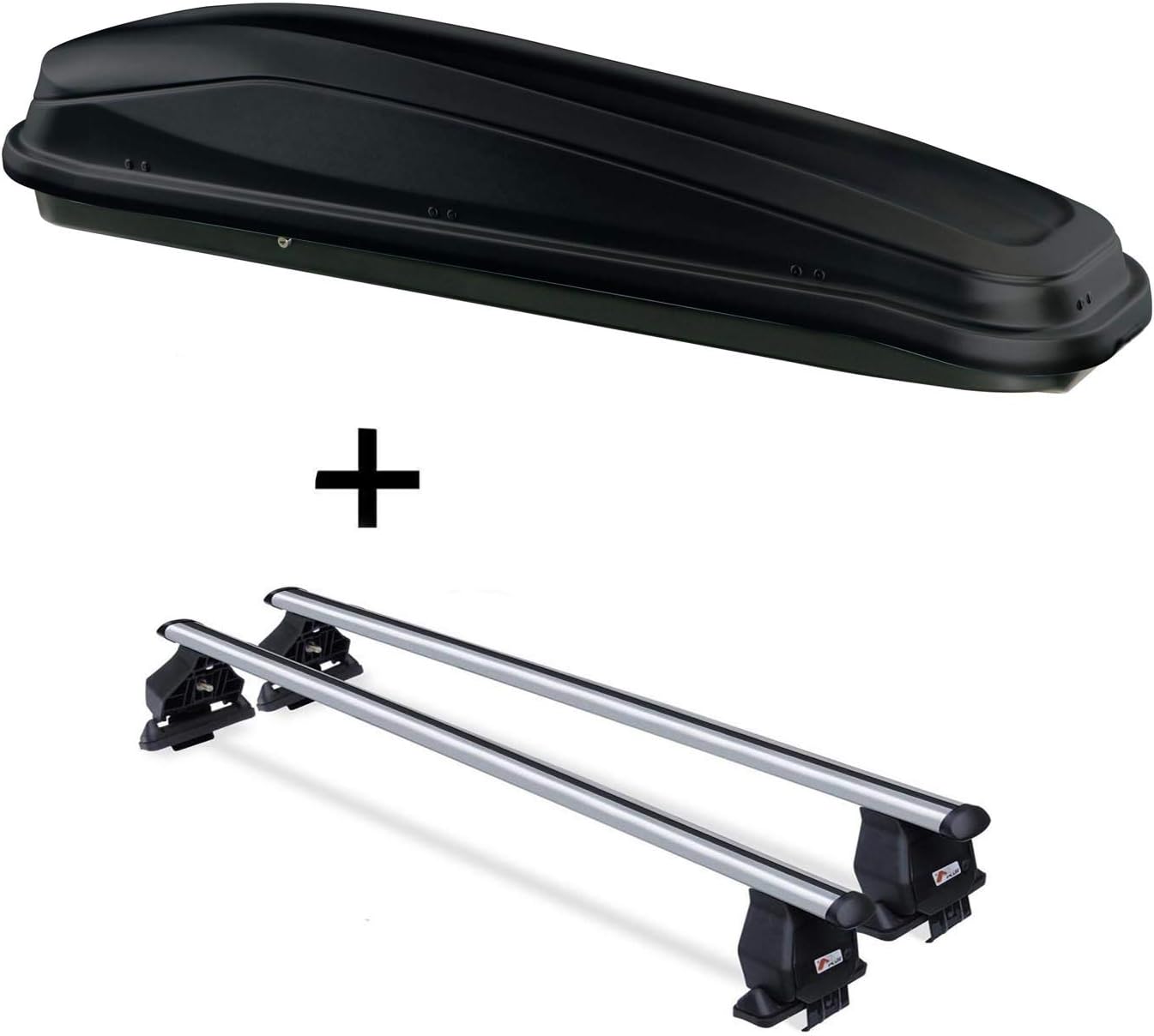 VDP Skibox JUEASY300 300 Litre Black + Menabo Tema Roof Rack for Suzuki Alto (5-Door) 2009 Onwards