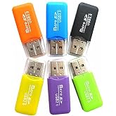 VizGiz 6 Pack Micro SD Card Reader SDXC TF USB 2.0 T-Flash MicroSD TransFlash Memory Card Reader Adapter Writer Mini Ice Cool for Android Phone Camera PDA MP3 MP4 PC Mac Tablet TV Box