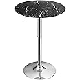 Giantex Round Pub Table Height Adjustable, 360° Swivel Cocktail Pub Table with Sliver Leg and Base for Home, Bar Table(1, Black)