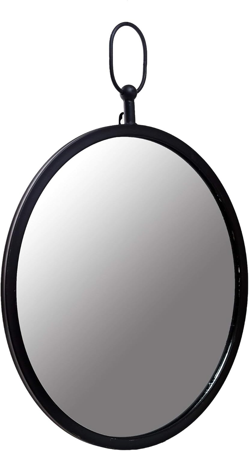 Black Round Wall Mirror with Decorative Handle: Home & Kitchen